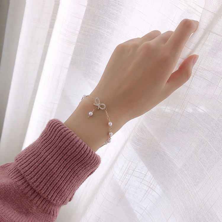 Vòng tay họa tiết nơ đính đá cưng vô đối VT49