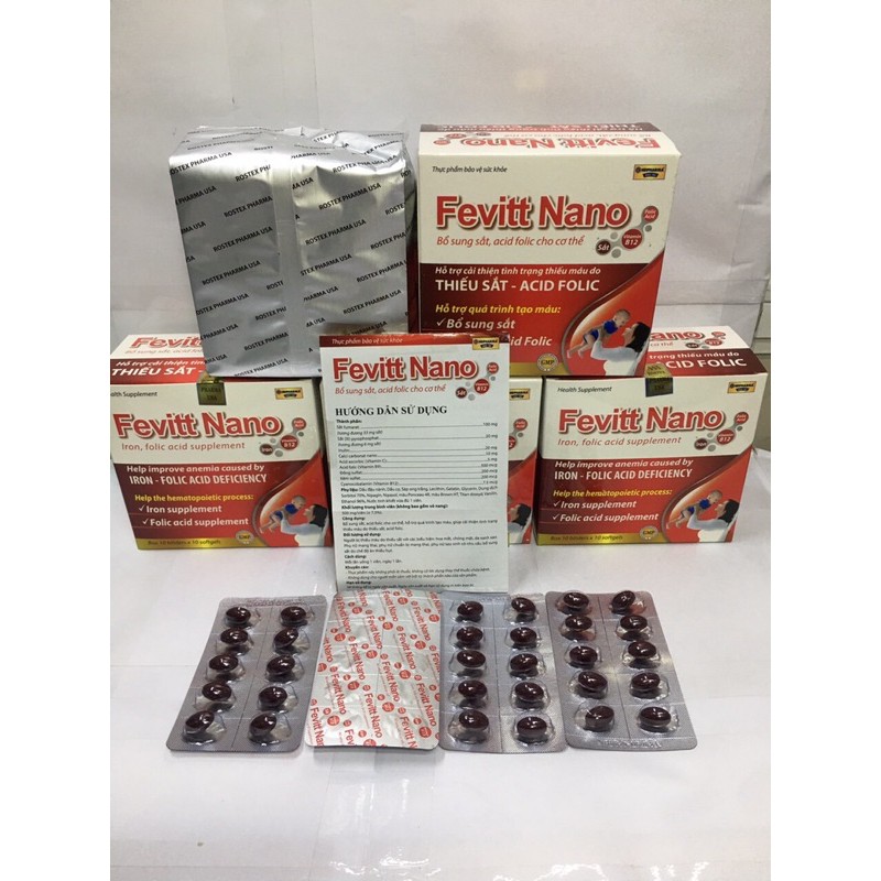 Fevitt Nano bổ sung sắt và acid folic, cải thiện thiếu máu do thiếu sắt, hỗ trợ quá trình tạo máu