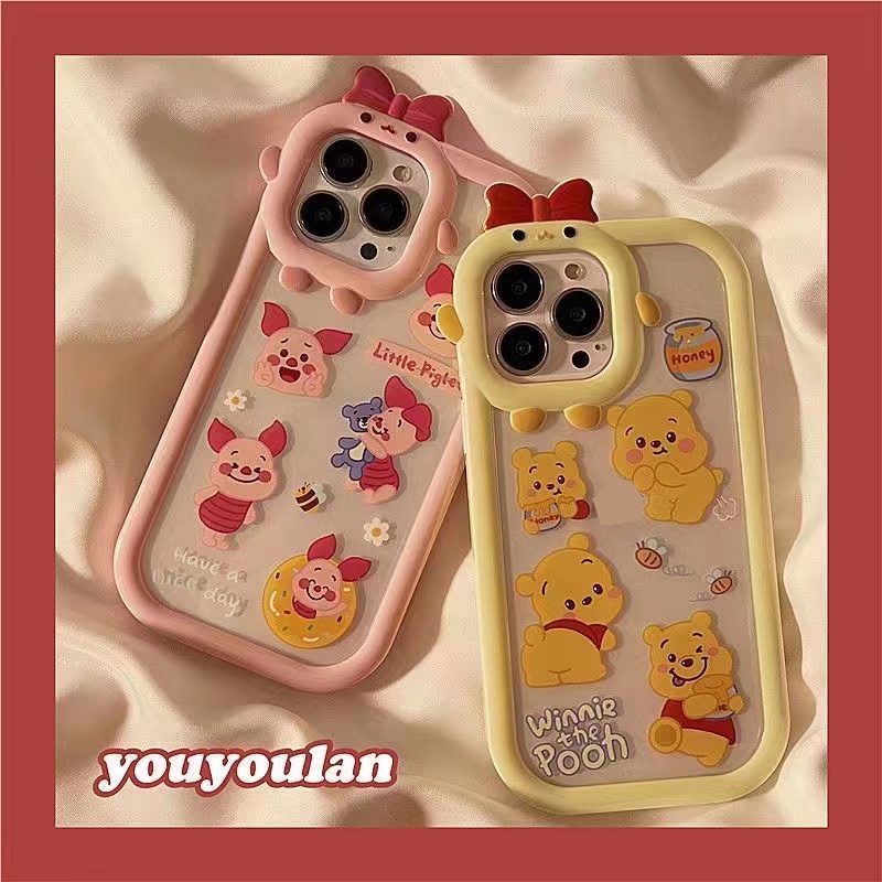 Ốp Điện Thoại Dẻo Trong Suốt Họa Tiết Hoạt Hình Chú Heo / Gấu pooh Dễ Thương Cho iPhone 13 12 11 Pro Max 2023