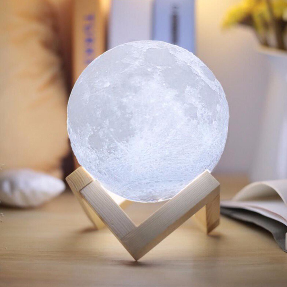 (SIÊU GIẢM GIÁ) Đèn Ngủ Mặt Trăng 3D (có loại loa+bluetooth) size 15CM(cảm biến) nhiều màu đèn, tặng kèm đế gỗ,điều khiể