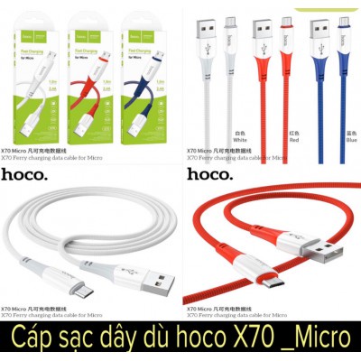 ✅Mới✅Cáp Sạc Nhanh Siêu Bền IP Android Siêu Bền Hoco X70TypeC/Micro USB truyền dữ liệu dài 1m