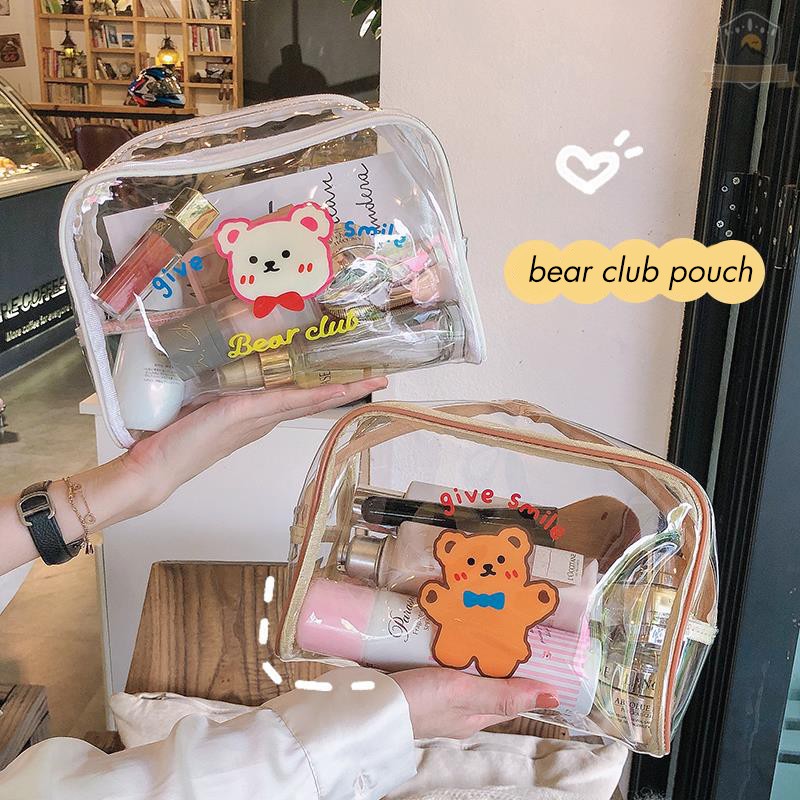 Hộp Bút, Túi Đựng Makeup Clear Jelly Pouch Bear Club