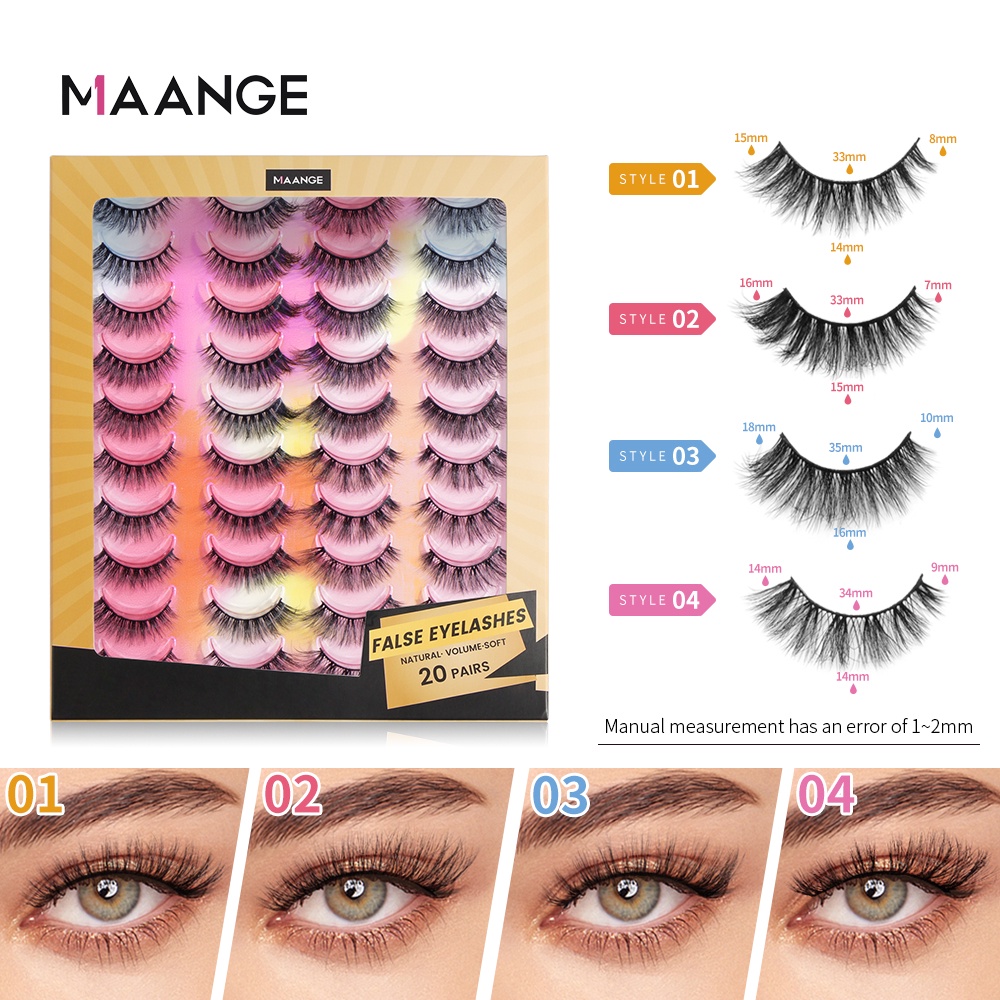 Set 20 cặp lông mi giả MAGEFY phong cách hoạt hình đáng yêu