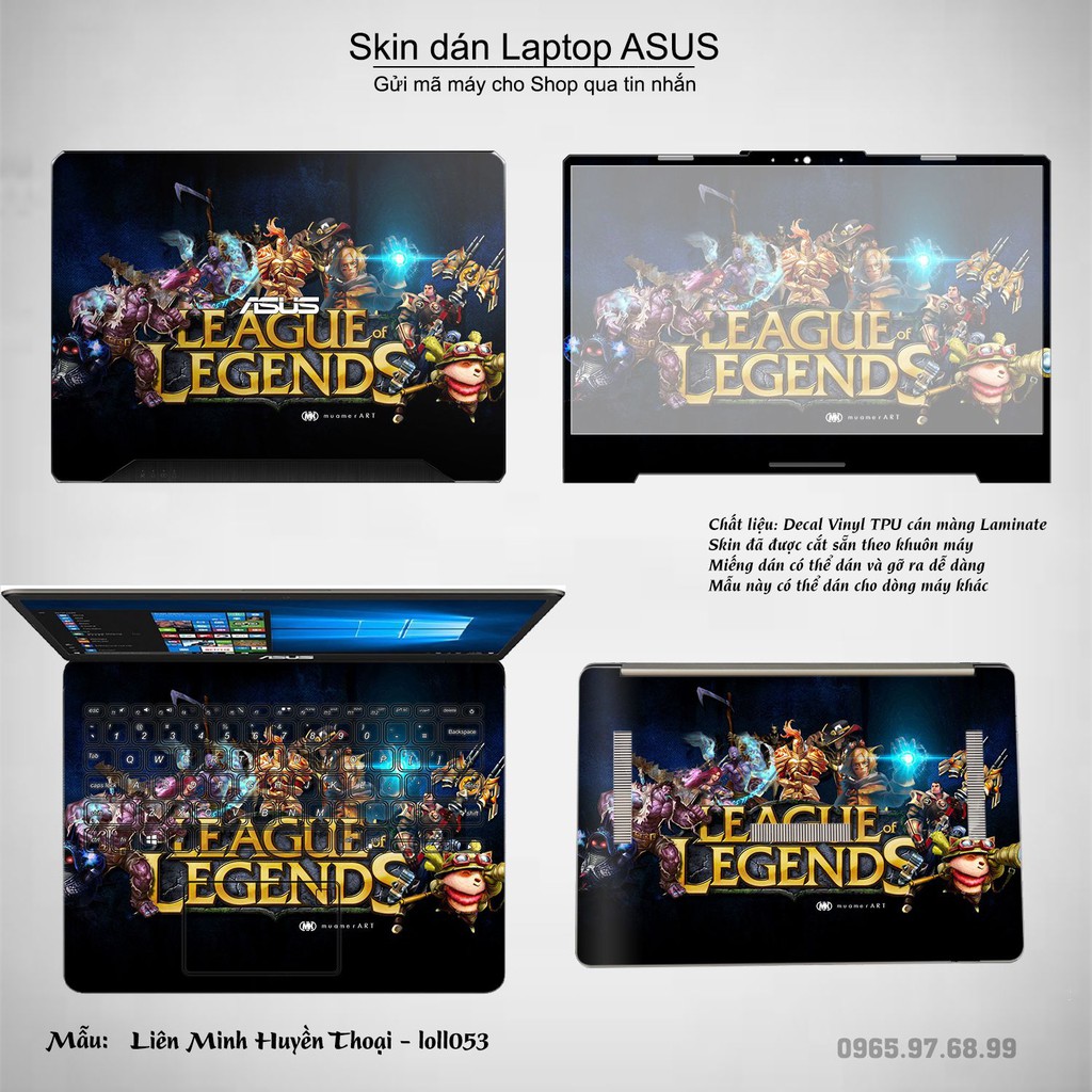 Skin dán Laptop Asus in hình Liên Minh Huyền Thoại nhiều mẫu 7 (inbox mã máy cho Shop)