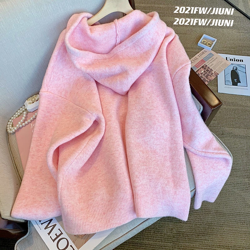 Áo Hoodie Dệt Kim Dáng Rộng In Chữ Thời Trang Mùa Thu Mới Cho Nữ