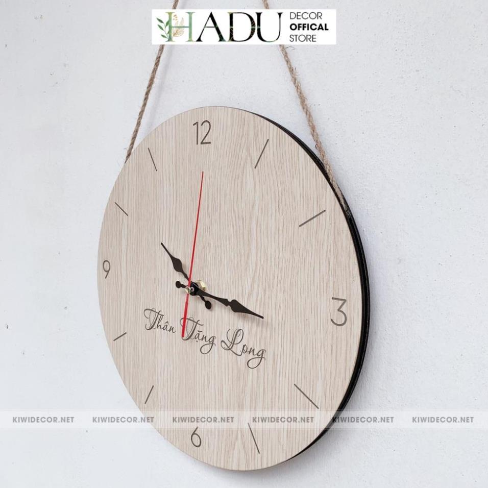 Đồng Hồ Treo Tường Gỗ Có Số Kèm Núm & Dây Treo Vintage, Decor Trang Trí Hiện Đại Tối Giản - HaduDecor