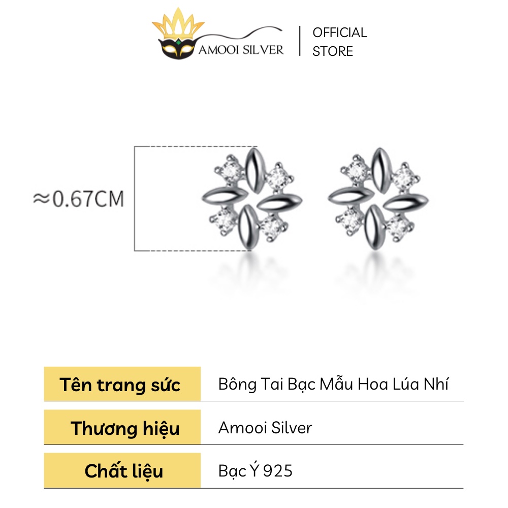 Bông Tai Bạc Ý Cao Cấp S925 Mẫu Hoa Lúa Nhí - Amooi Silver AB105