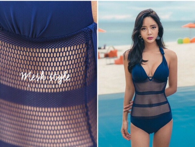(Clip+ảnh thật)Bikini Liền Thân Xanh Cổ Vịt Pha Ren Hàng Quảng Châu | BigBuy360 - bigbuy360.vn