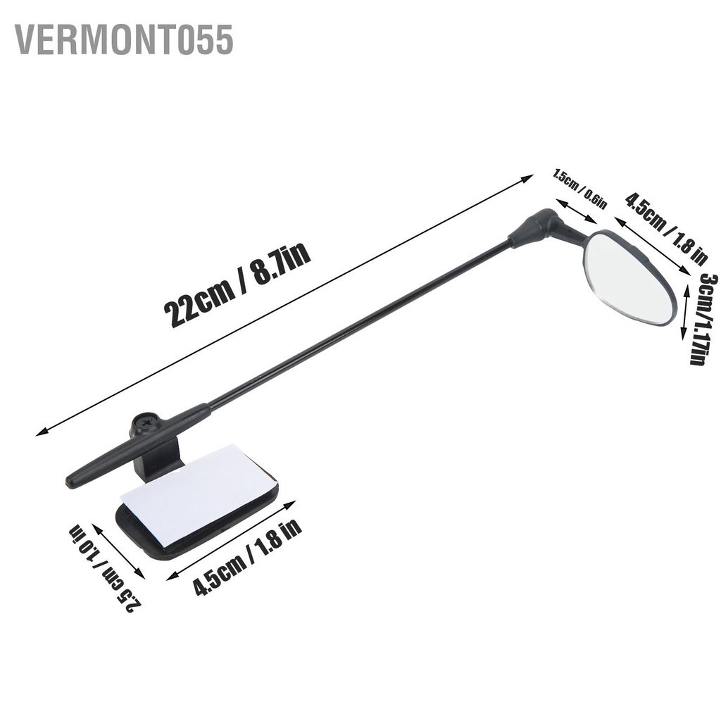 Vermont055 Gương mũ bảo hiểm xe đạp Hợp kim nhôm phản xạ an toàn Điều chỉnh 360 độ Thiết kế phẳng Mũ đi chiếu hậu