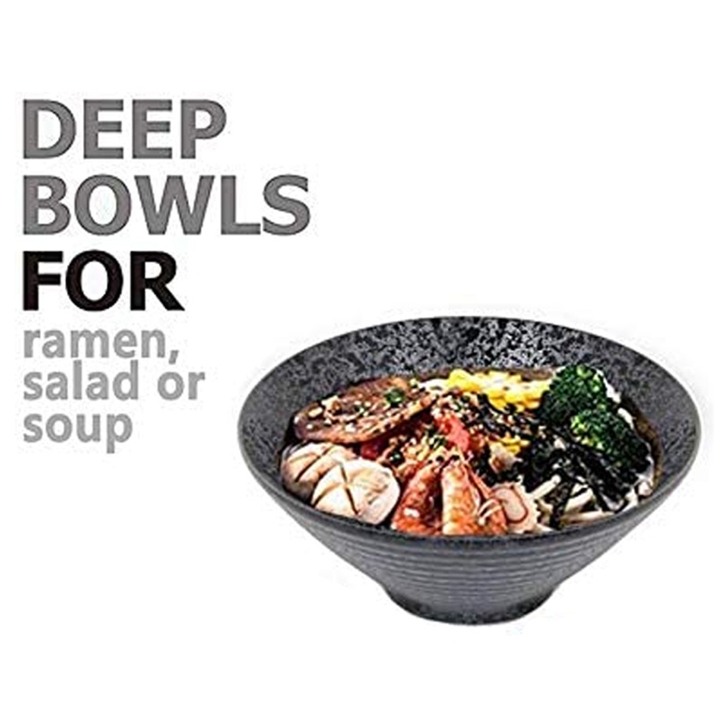 Bát Súp Ramen Nhật Bản Bằng Gốm Kèm Muỗng Đũa Phù Hợp Với Udon Soba Size Lớn