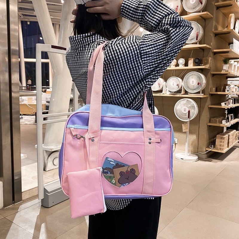 Túi Đa Năng 37x27 Kèm Ví Nhỏ Phối Màu Pastel Dễ Thương [HÌNH THẬT]