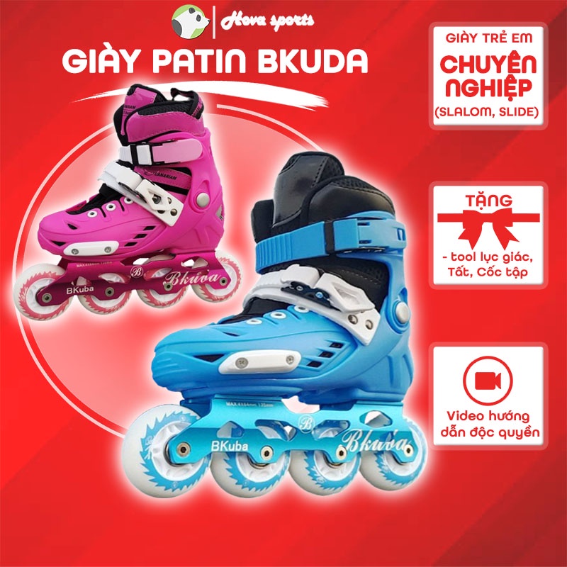 Giày trượt patin Slalom BKB chuyên nghiệp có thể điều chỉnh to nhỏ dành cho trẻ em và người lớn tặng CNV
