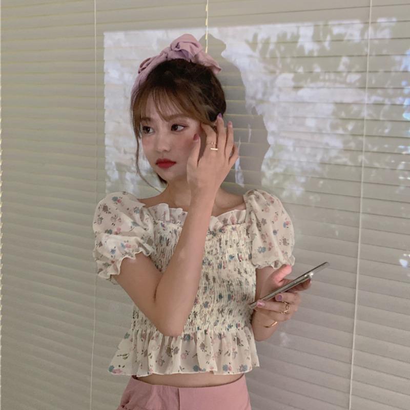 Áo Croptop Chất Chiffon Hoạ Tiết Hoa Thời Trang Mùa Hè Cho Phái Nữ