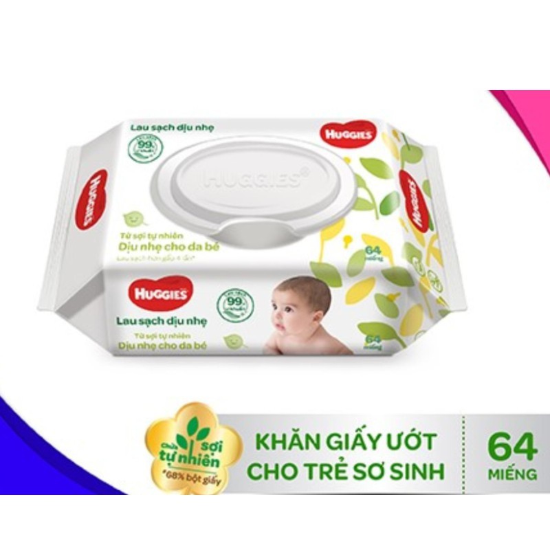 Khăn giấy ướt cho trẻ sơ sinh Huggies 64 tờ