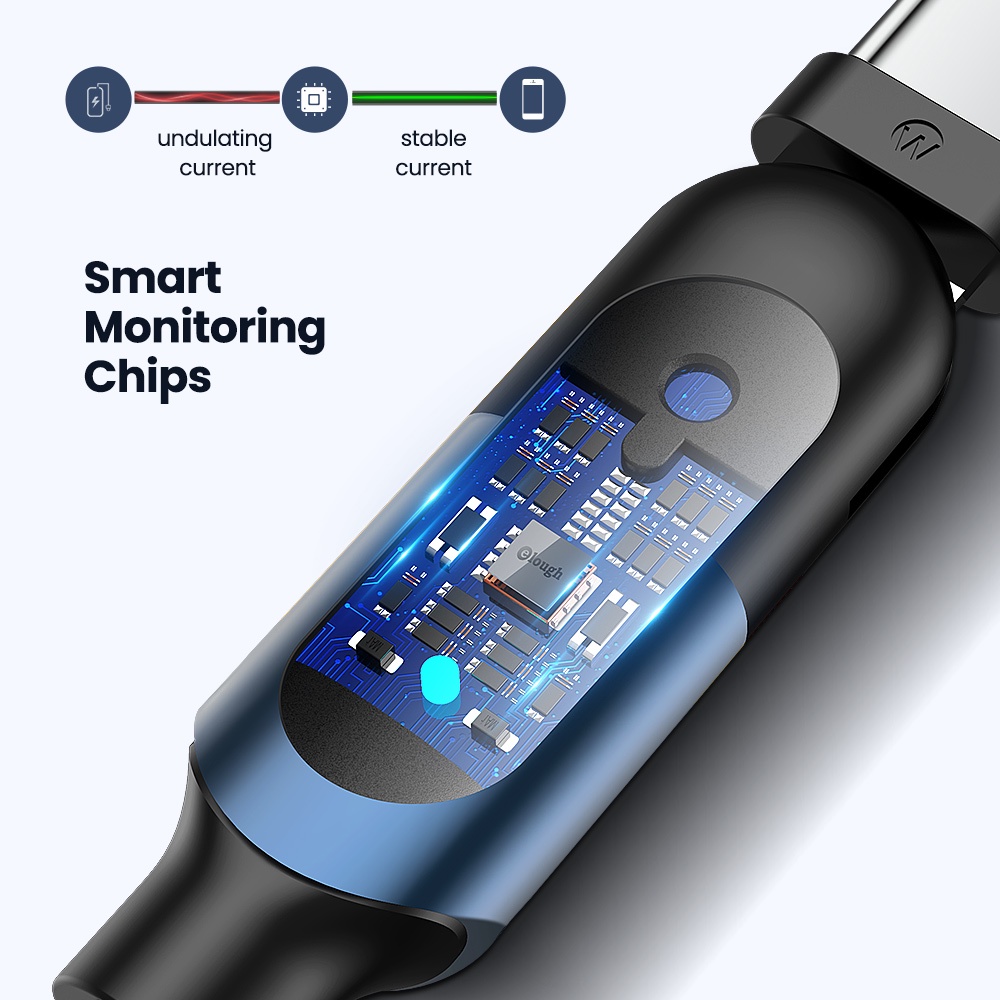 Dây cáp Elough đầu cắm có thể xoay 180º dòng điện 3A sạc nhanh đầu Micro Usb/Type-C/USB