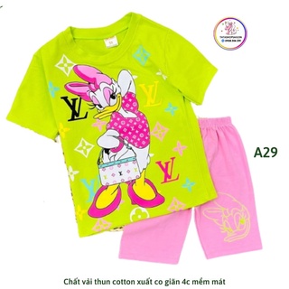 [ 22 40kg] - Bộ lửng cotton size đại cho bé gái - Bộ quần áo bé gái 068