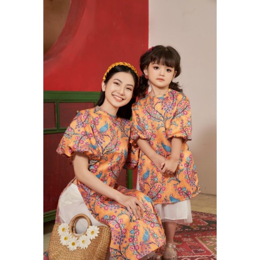 🥰 Sét áo dài cách tân chân vay tết mẹ bé đẹp sang chảnh. hàng thiết kế