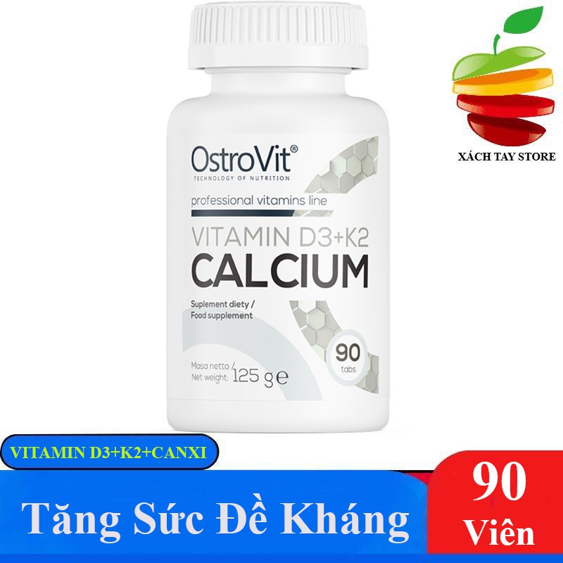 Viên Thực Phẩm Bổ Sung Ostrovit Vitamin D3 K2 Canxi 90 Viên