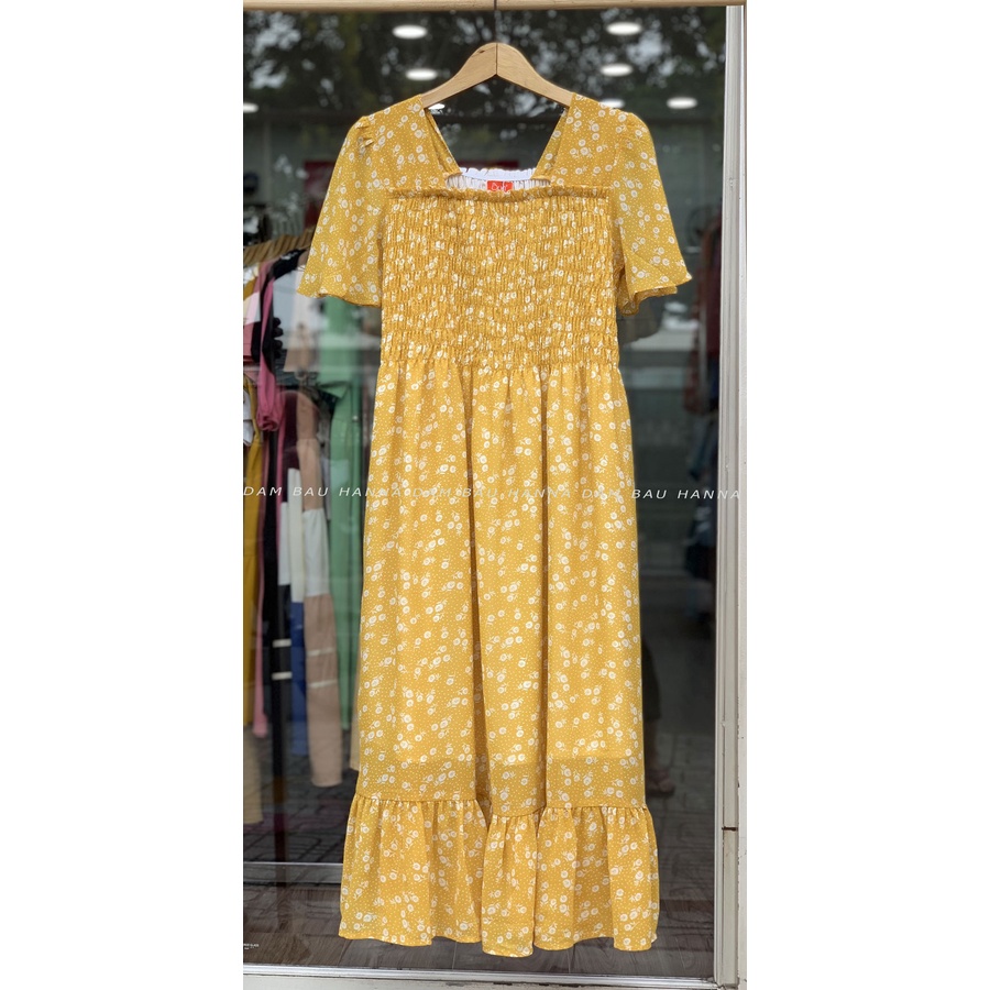 [SIZE 40-85KG] Đầm bầu maxi voan hoa mềm mát co dãn kiểu dễ thương fom dài có size bầu 85kg vẫn thoải mái mát mẻ