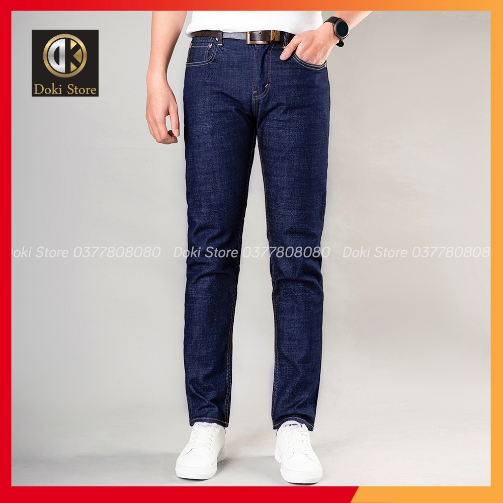 Quần Jean Nam Cao Cấp Xanh Đen Trơn, Quần Bò Nam Chất Vải Co Giãn Thoải Mái, DOKI XT-02 | BigBuy360 - bigbuy360.vn