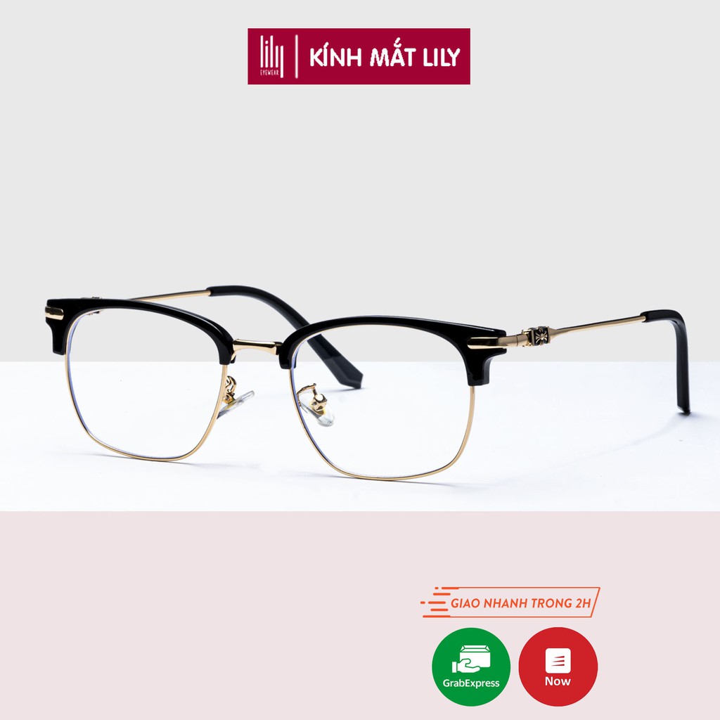 Gọng kính kim loại nam nữ Lilyeyewear mắt vuông thanh mảnh thiết kế hiện đại thời trang 6601