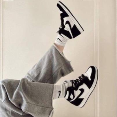 Giày air_jordan1 cổ cao màu đen trắng , giày thể thao sneaker nam nữ jodan jd1 panda high full size nam nữ