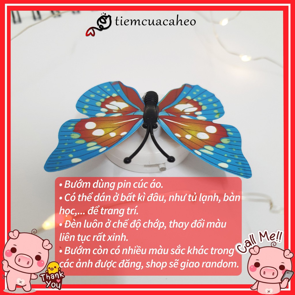 Đèn con Bươm Bướm Dán tường cute đổi màu, thiết kế decor phòng ngủ, phòng khách