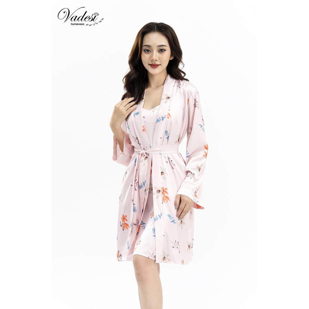 Váy Ngủ Sexy Gợi Cảm Kèm Áo Choàng VADESI Lụa Satin Cao Cấp Quyến Rũ Set Đầm Ngủ 2 Dây Mềm Mại Hiện Đại Phong Cách Nhật