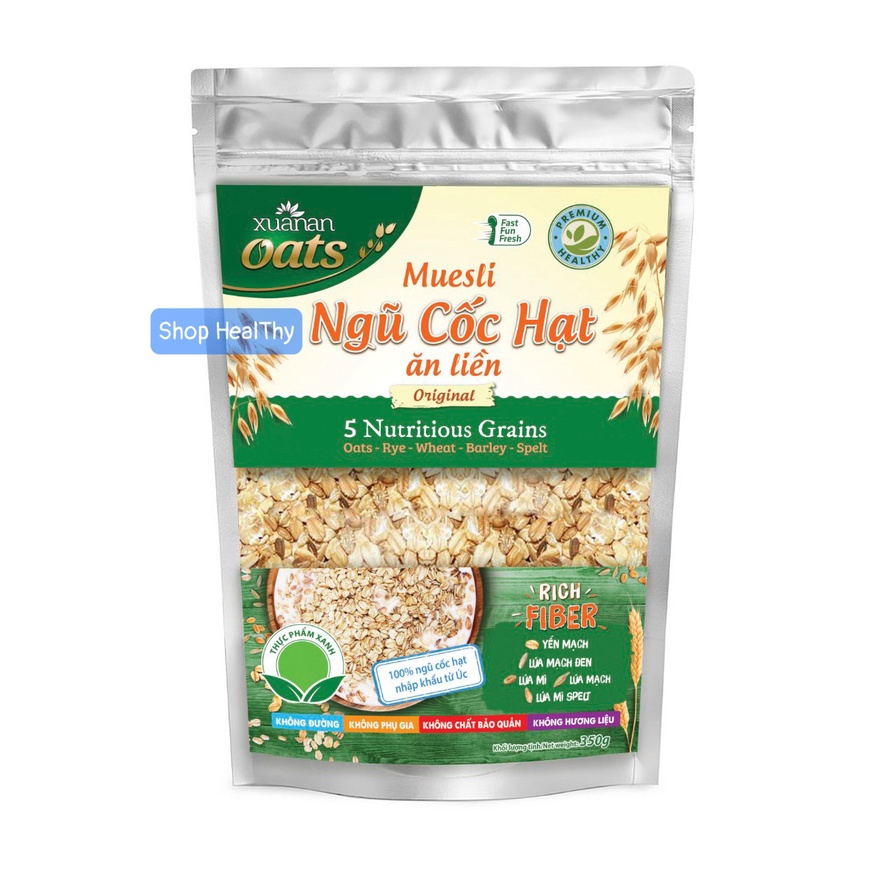 Muesli Ngũ Cốc Hạt Ăn Liền Original Xuân An 350gr - Tặng 1 Nho Khô Đen 120gr