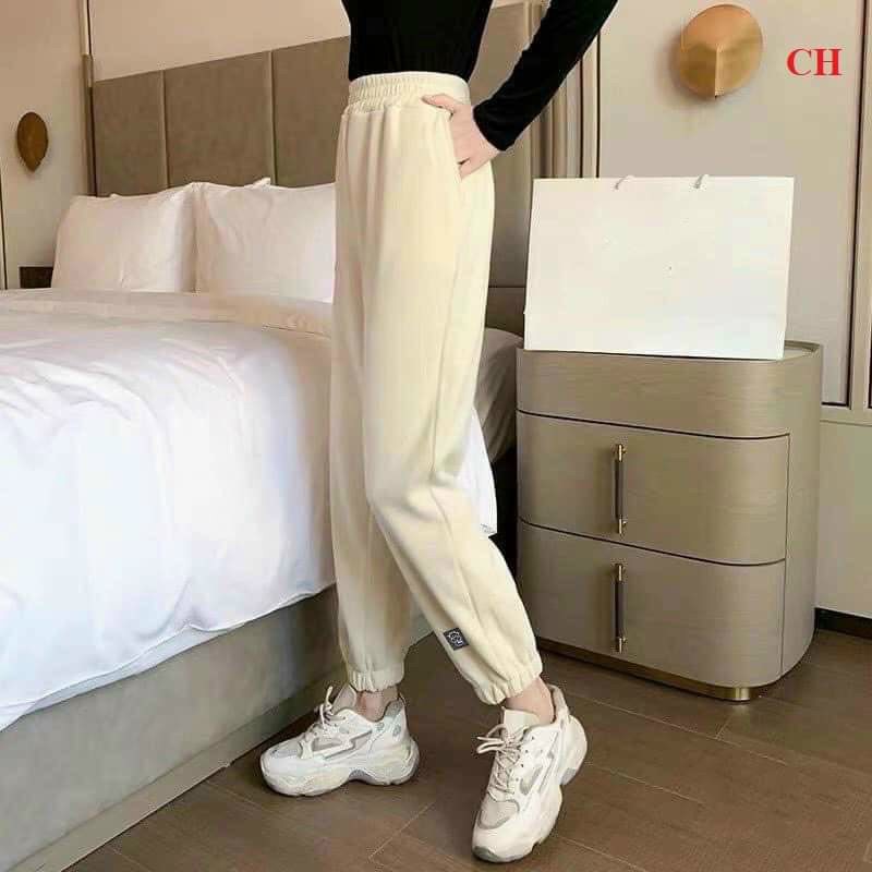 Quần Boom Tăm Logo Icon Bò PEONYB Nữ  Jogger thun nỉ mỏng, sweater bo ống năng động cá tính Ulzzang T268