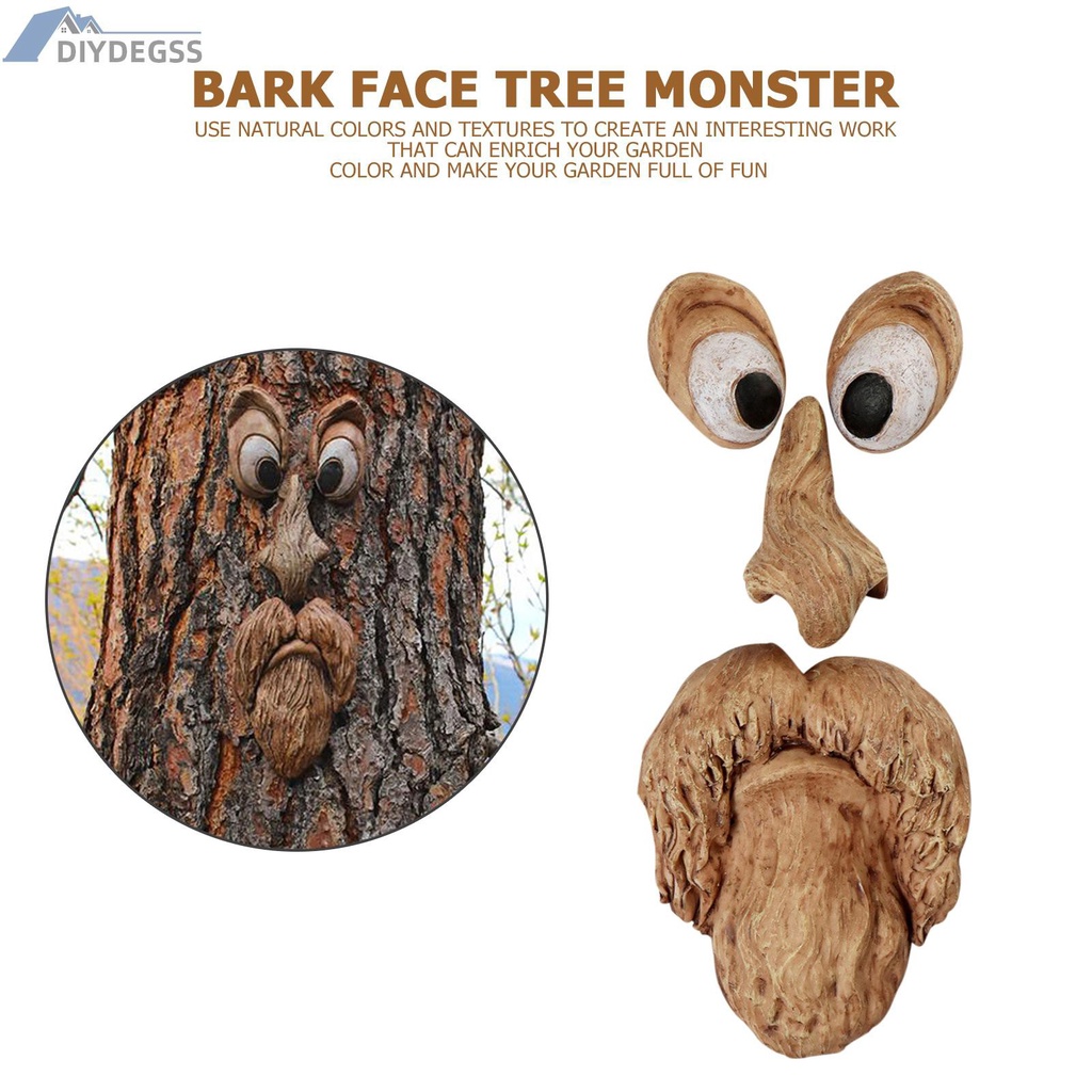 Diydegss2 Old Man Tree Face Hugger, Bark Facial Features Ornaments, Funny Art Decor