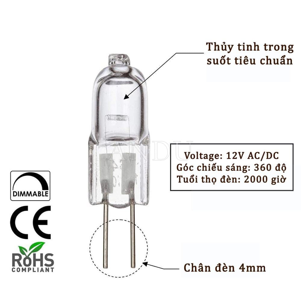 Bóng Đèn Sợi Đốt Halogen 25W-220V Dùng Cho Đèn Xông Tinh Dầu