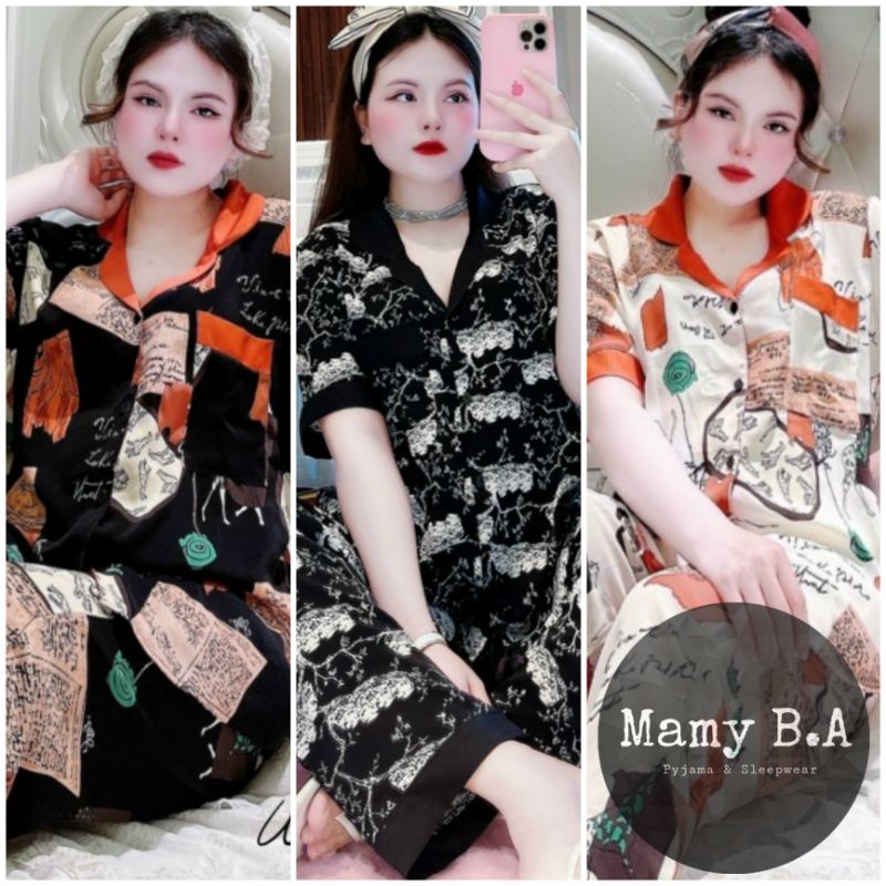 BIGSIZE 60-75KG - Pijama lụa MANGO mạc Thái tay ngắn, tay dài quần dài - Đồ ngủ nữ lụa loại 1 cao cấp không nhăn.