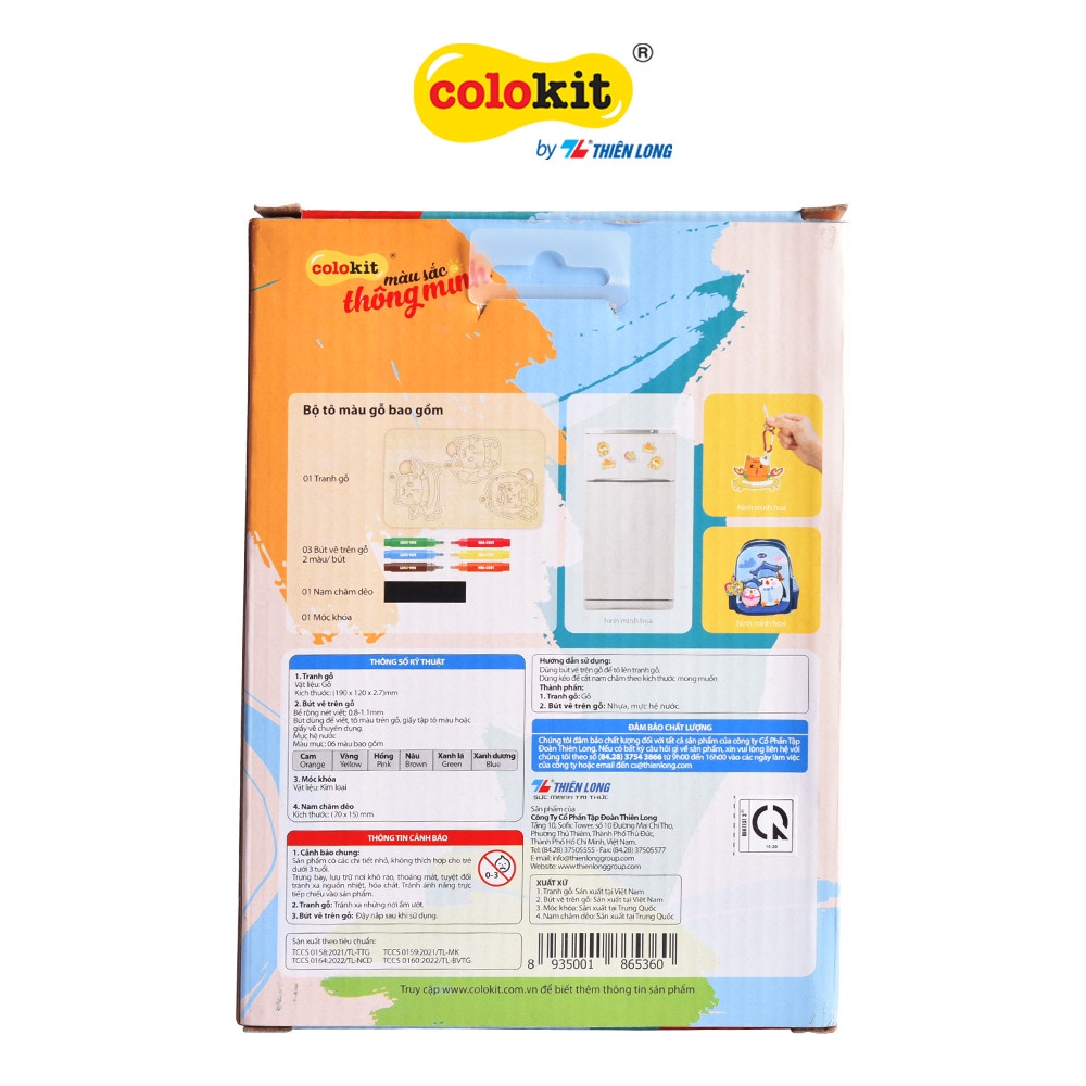 DIY - Bộ tranh gỗ tô màu Bé Mèo Mewy Katie Thiên Long Colokit (Tặng kèm mốc khóa)