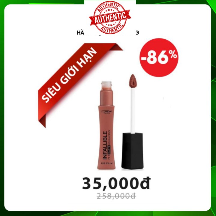 [Mã chiết khấu giảm giá mỹ phẩm chính hãng] Son Kem Lì Lâu Trôi L'oreal Paris Pro Matte Liquid Liptick Màu 358