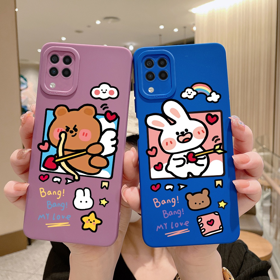 Ốp Điện Thoại Silicon Dẻo Chống Sốc Màu Xanh Dương Họa Tiết Hoạt Hình Dễ Thương Cho Samsung Galaxy A12 A11 M12 M11