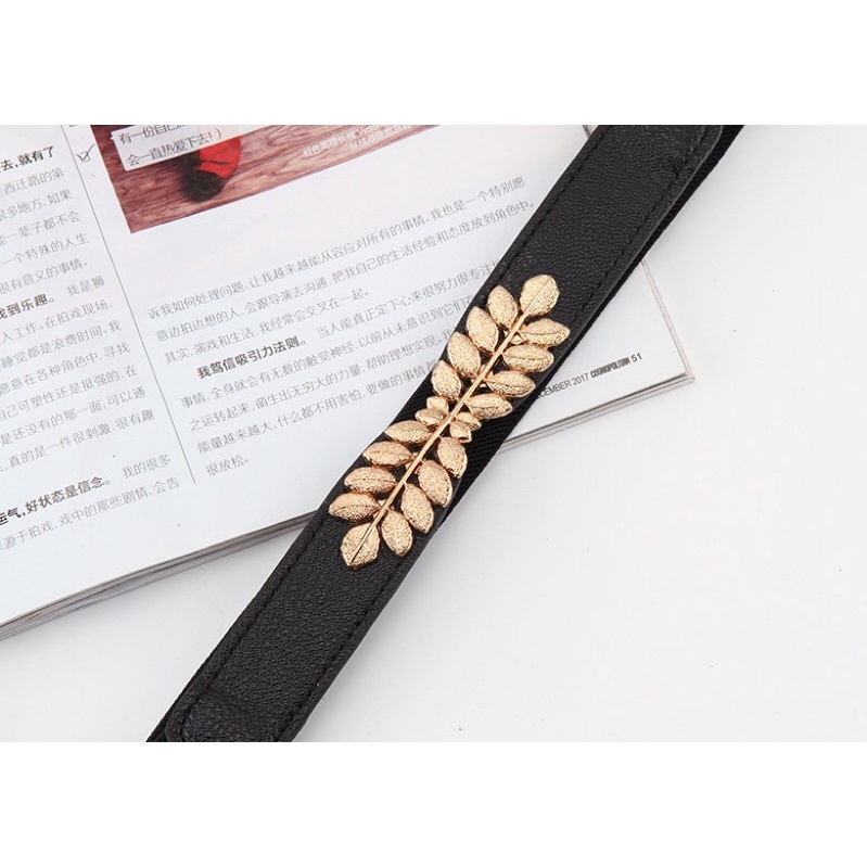 Đai Thắt lưng váy mặt lá bản nhỏ 2.3cm ĐV015 vàng nhẹ sang chảnh - Belt nịt váy đầm chun eo simsimshop
