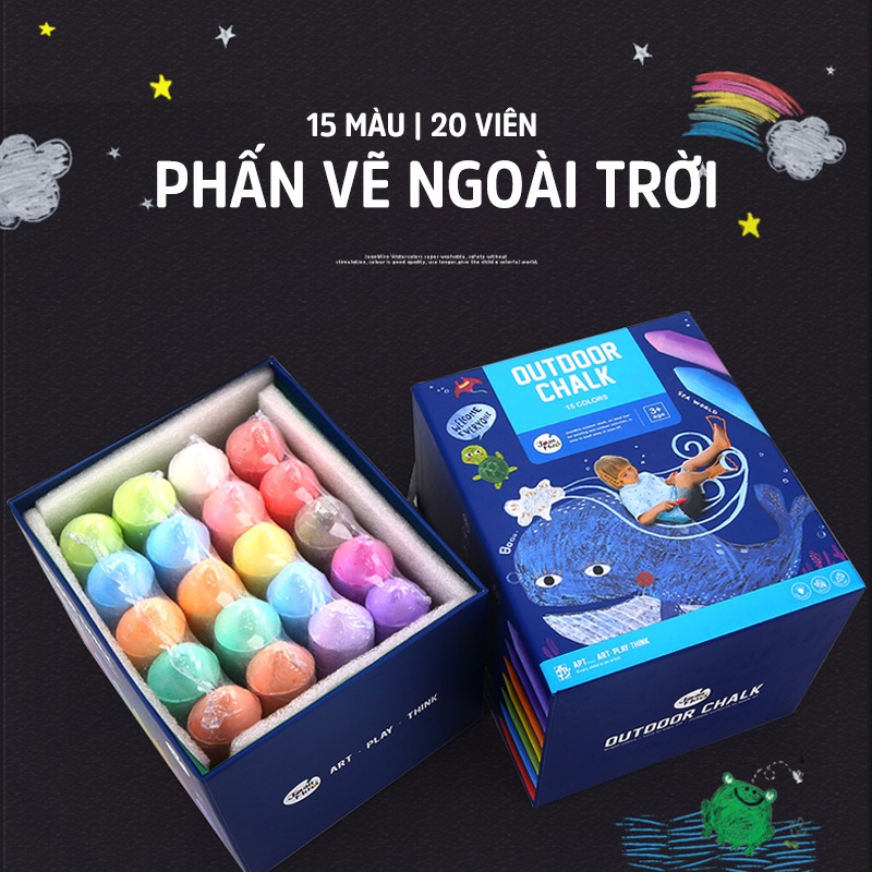 Phấn vẽ ngoài trời chính hãng Jar Melo – Dễ tẩy rửa – Kích thước khổng lồ phù hợp cho bé 2 Tuổi+