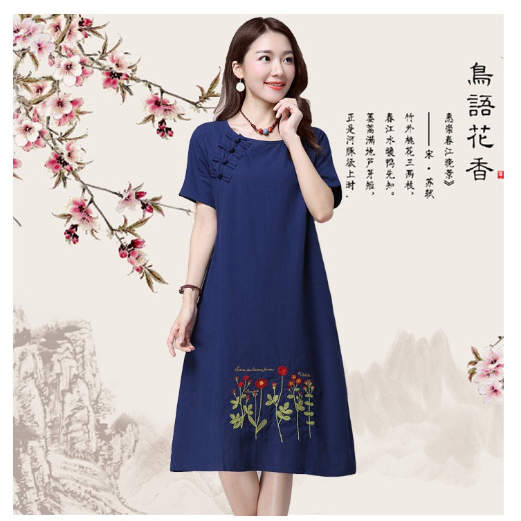 ĐẦM JEAN NỮ CỔ PHỐI NÚT