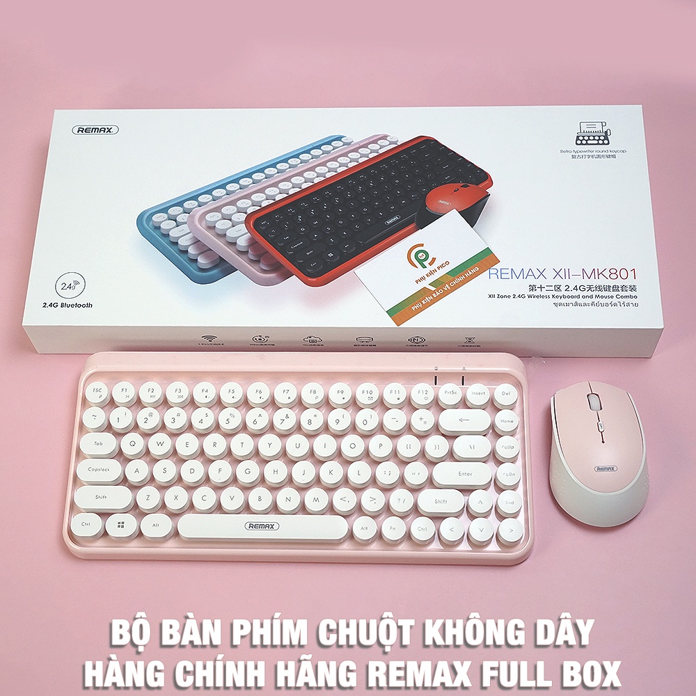 Chuột bàn phím không dây Remax Wireless - Chuột hồng không dây - Lót chuột máy tính cute mèo doremon