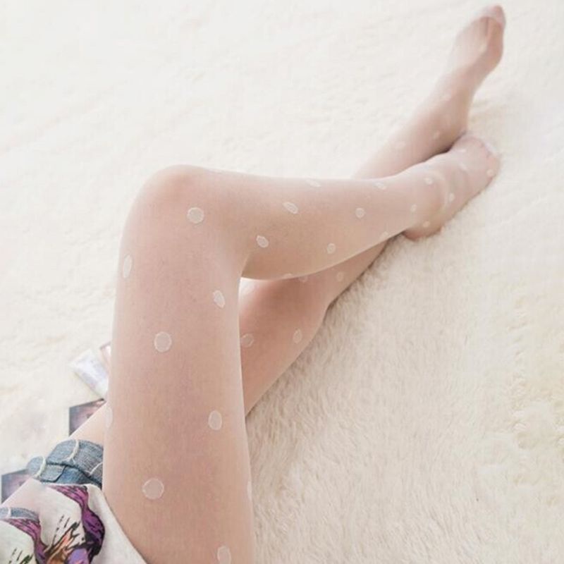 Quần Tất Sợi Acrylic Mỏng Họa Tiết Chấm Bi Quyến Rũ Cho Nữ