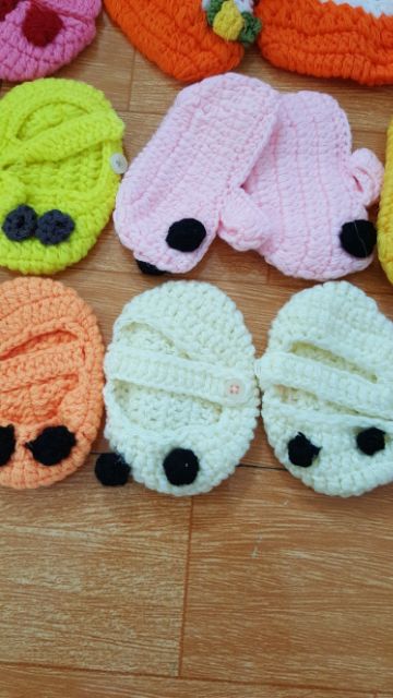 Giày len handmade cho bé, giày len sơ sinh, giày tất len handmade