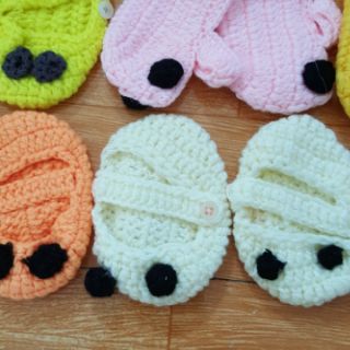 Giày len handmade cho bé, giày len sơ sinh, giày tất len handmade
