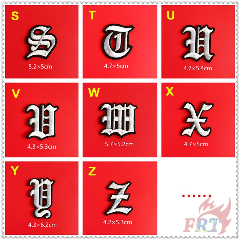 ✿ Old English Letters - White Iron-on Patch ✿ 1Pc Diy Embroidery Patch Sew on Iron on Badges Patches