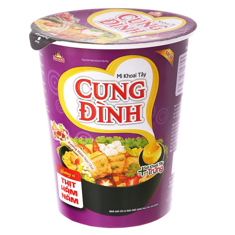 Mì ly khoai tây Cung Đình tôm chua cay / gà hầm / thịt hầm nấm / cua bể rau răm / sườn hầm ngũ quả ly 65g