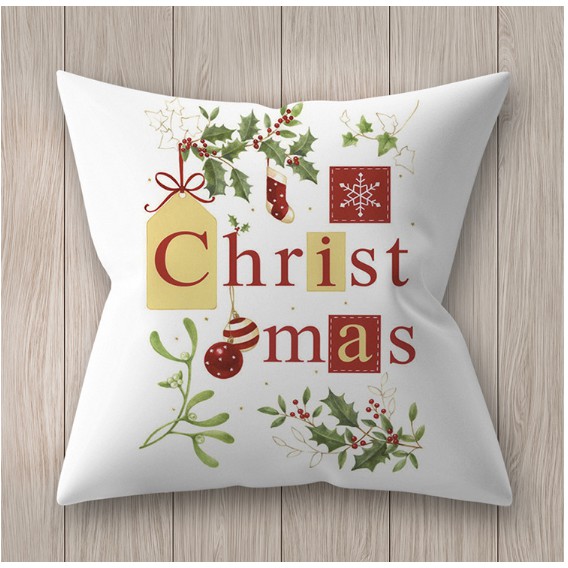 Vỏ gối Merry Christmas trang trí- chất liệu vải - kích thước 45*45cm