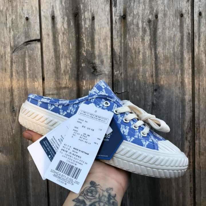 🎁 🎁Giày NY đạp gót 🎁 Sneaker nam nữ đủ size-Giầy MLB NY sục