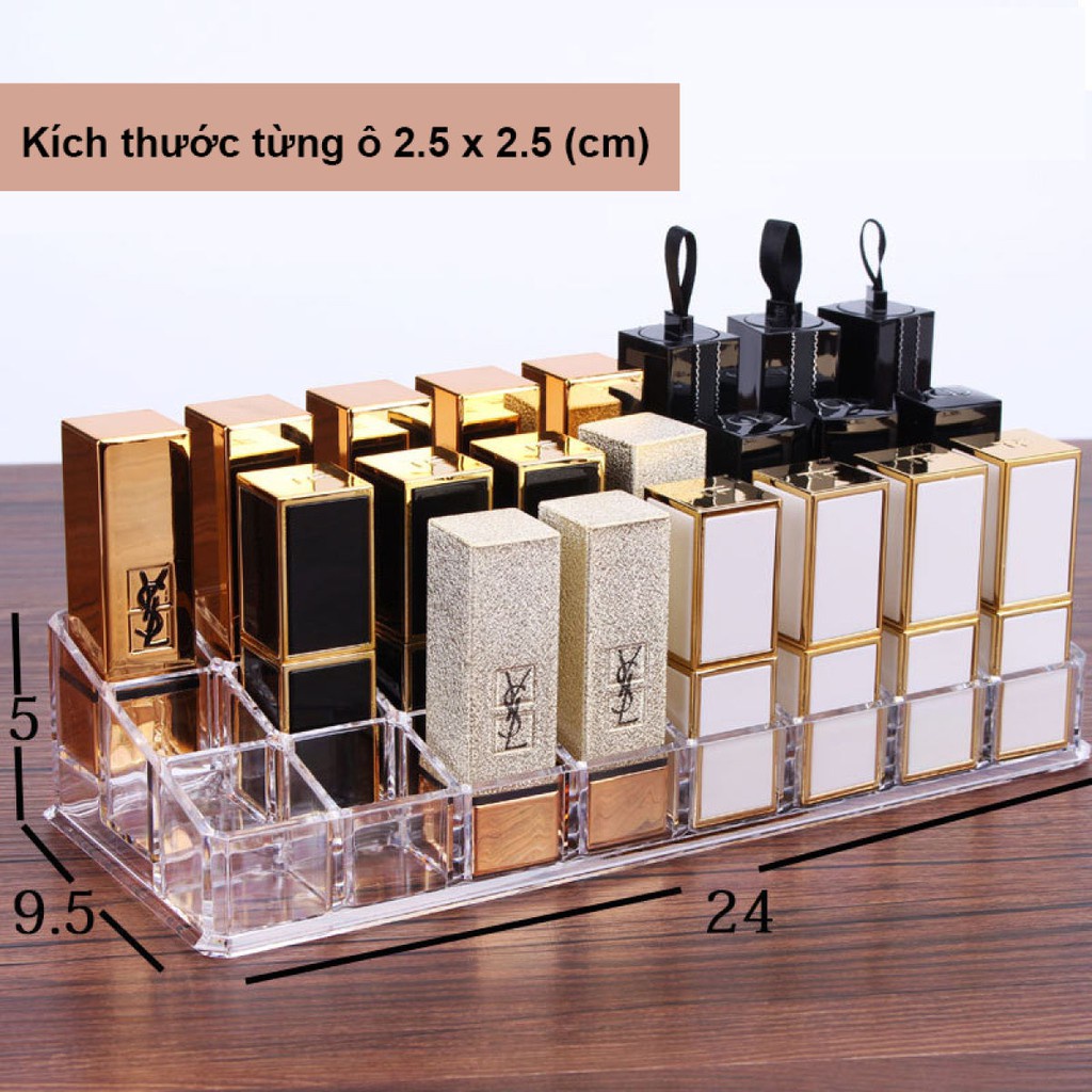 Khay Kệ Để SonFREESHIP Kệ 24 Ô Tiện Dụng Để Đồ Trang Điểm Mỹ Phẩm Nhỏ Gọn Cọ Trang Điểm Chất Liệu Mika Mẫu Mới 2022