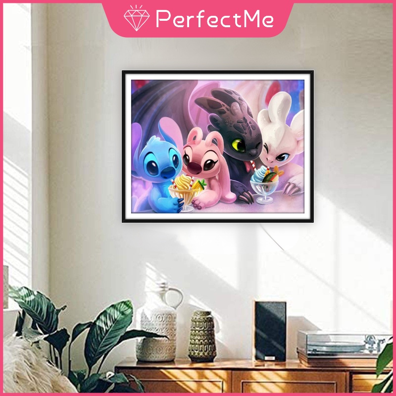 Bộ Tranh Đính Đá 5d Họa Tiết Hoạt Hình Độc Đáo Kích Thước 50x40cm DIY Dùng Trang Trí Nhà Cửa