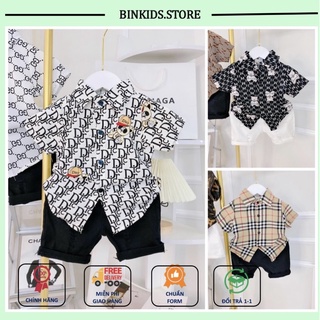 Sét sơ mi bé trai Dior kèm quần Short bò (9-23kg)